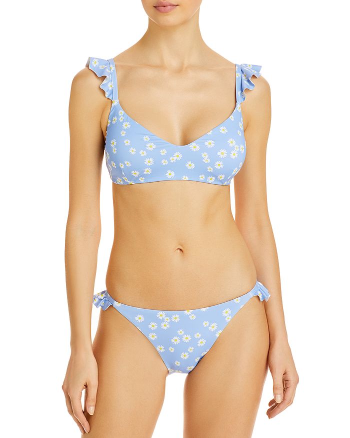 Daisy Print Ruffled Bikini Top & Daisy Print Ruffled Bikini Bottom