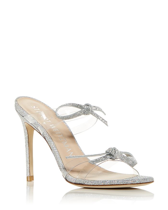 Women's Crystal Bow Embellished Clear Sandals